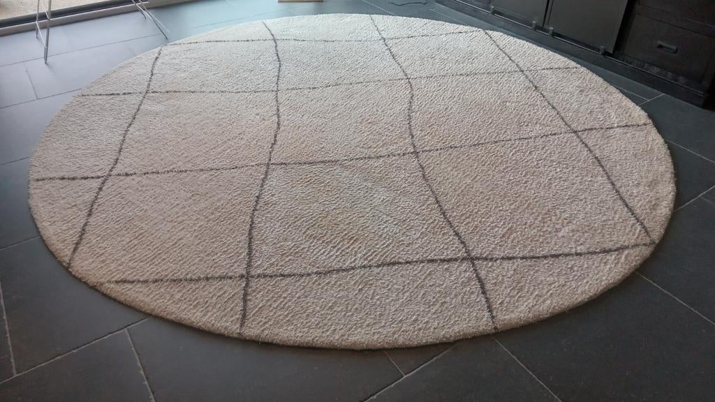 Ronde berber-tapijt Juntoo, Ophalen, Gebruikt, Beige, Rond