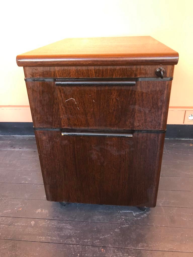COMMODE DE BUREAU AVEC ROULETTES EN BOIS MARRON, Klassiek, Enlèvement, Utilisé, 50 à 75 cm