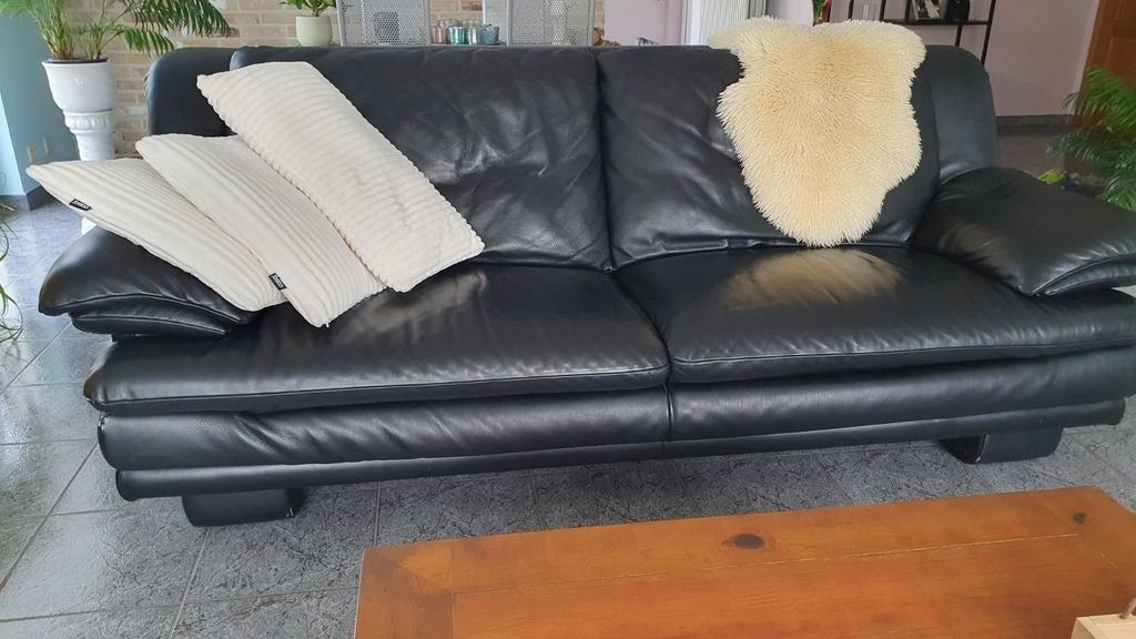 Natuzzi salon 3 + 2 zit zwart leder., Enlèvement