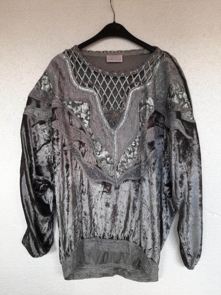 Bloes Michka Marjak vingtage, Kleding | Dames, Blouses en Tunieken, Zo goed als nieuw, Grijs, Ophalen, ANDERE