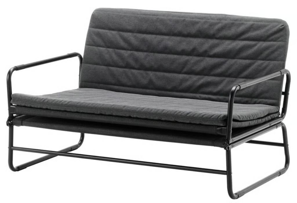 Slaapbank, Knisa donkergrijs/zwart, Huis en Inrichting, Slaapkamer | Slaapbanken, Ophalen, Zwart, Tweepersoons, 190 cm of minder