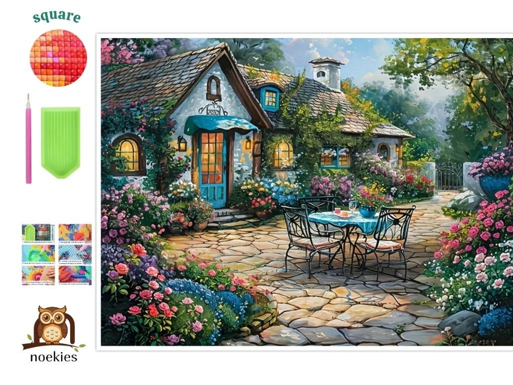 nr 64 Diamond Painting plattelands huisje 50x40cm (vierkant), Hobby en Vrije tijd, Ophalen of Verzenden, Nieuw, Knutselwerk