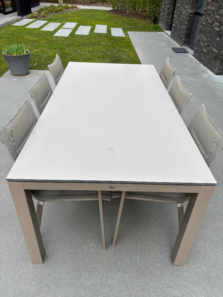 Tafel + 6 stoelen Bristol, Enlèvement, Utilisé, Rectangulaire, Synthétique