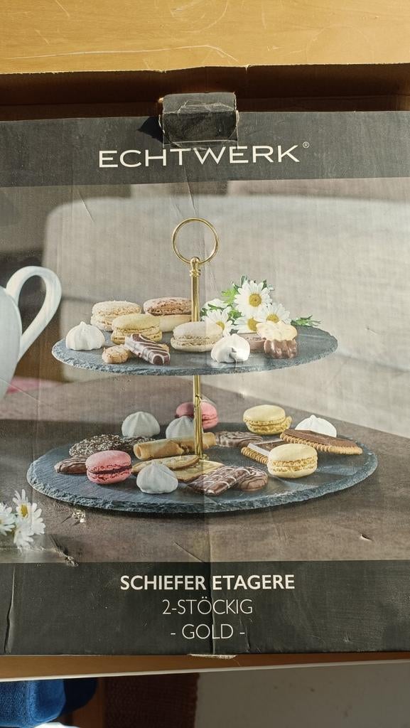 Présentoir à gâteaux ECHTWERK (Ardoise - 2 niveaux) - Neuf, Enlèvement ou Envoi