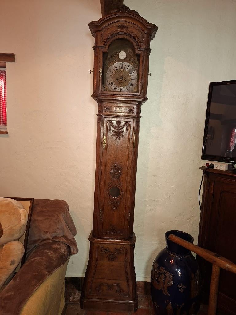 oude eiken staanklok, jaren 1800, Antiquités & Art, Curiosités & Brocante, Enlèvement