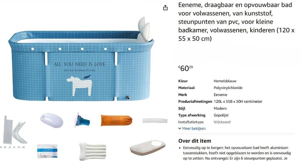 Zitbad - Ligbad - Opvouwbaar Bad - Volwassenen & Kinderen, Ophalen of Verzenden, Zo goed als nieuw