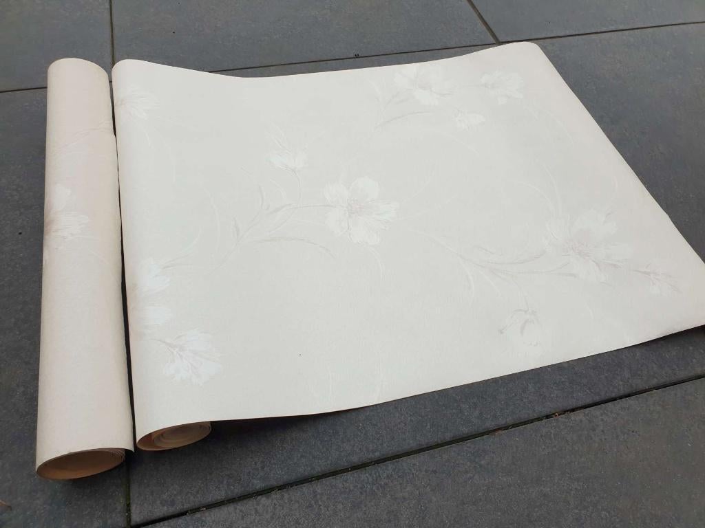 Vintage floral behangpapier 2 onvolledige rollen structuur, Maison & Meubles, Ameublement | Papier peint, Blanc, Enlèvement