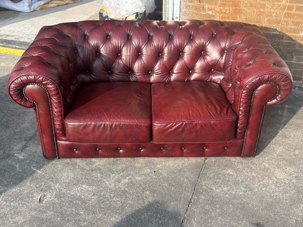 Canape Chesterfield rouge, Maison & Meubles, 75 à 100 cm, Enlèvement ou Envoi, 150 à 200 cm, Comme neuf