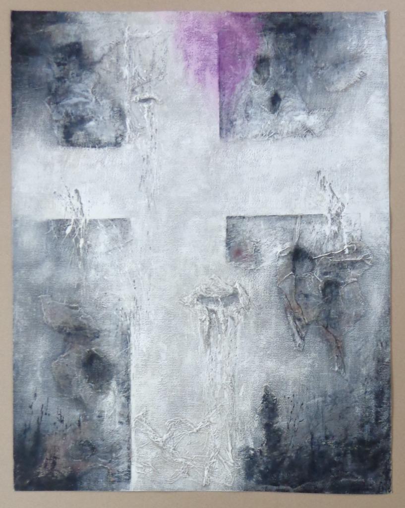 JAN VAERTEN / LICHTEND KRUIS / COLLAGE PAPIER / 70x55cm SIG, Ophalen of Verzenden