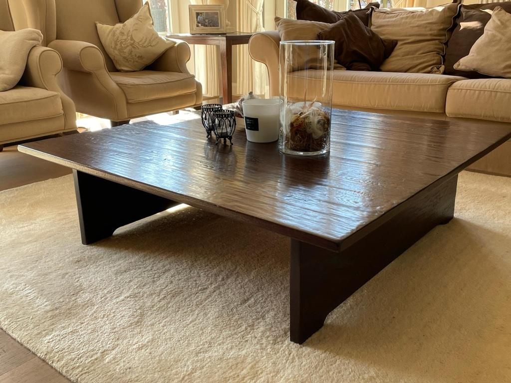 table basse 1m20x1m20 (chêne antique massif), 100 à 150 cm, Moins de 50 cm, Enlèvement, Chêne