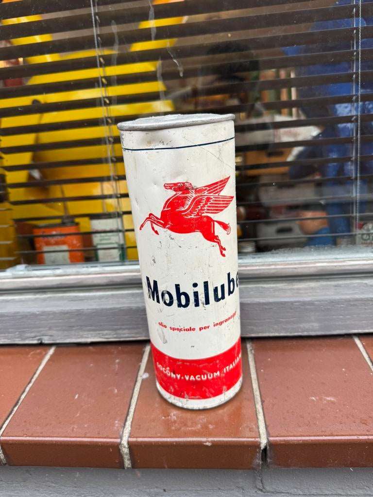 Mobilube oud vol olie blik, Ophalen of Verzenden, Gebruikt, Verpakking