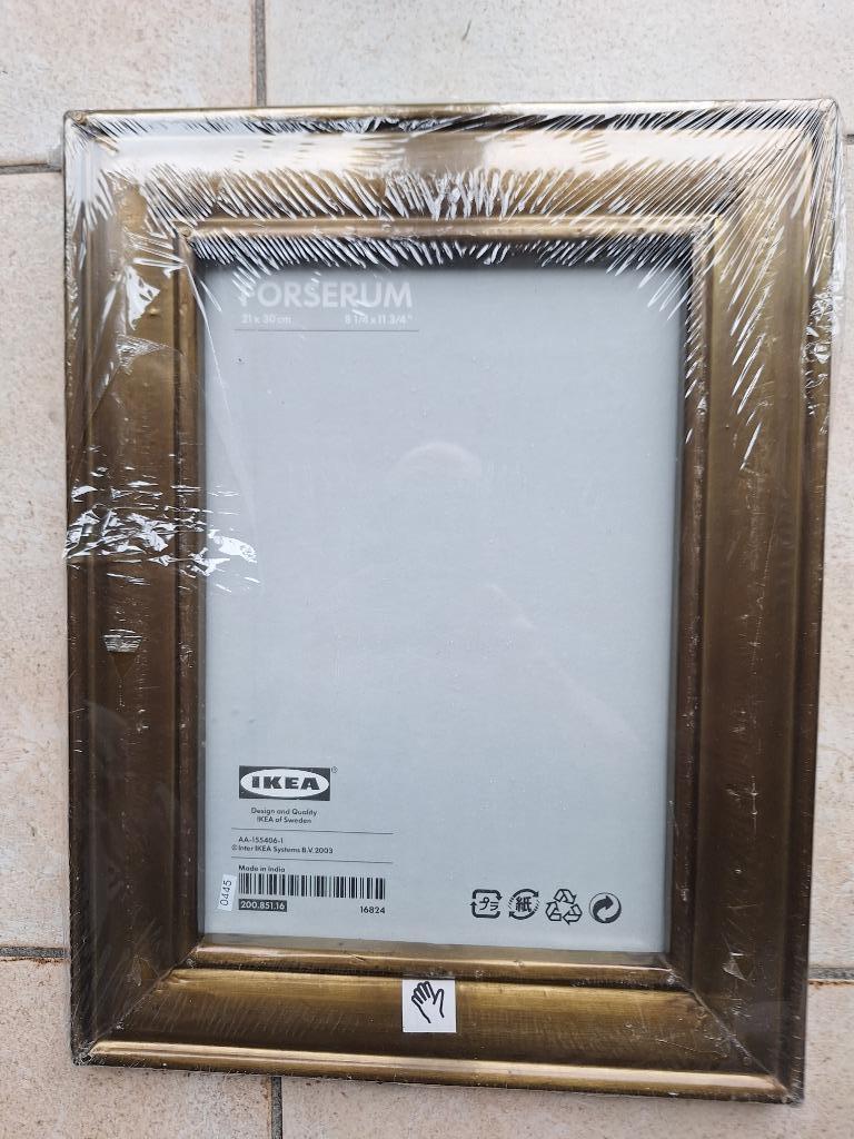 Houten kader met koperen sierframe. (IKEA)., Huis en Inrichting, Woonaccessoires | Lijsten, Nieuw, Minder dan 50 cm, Minder dan 50 cm
