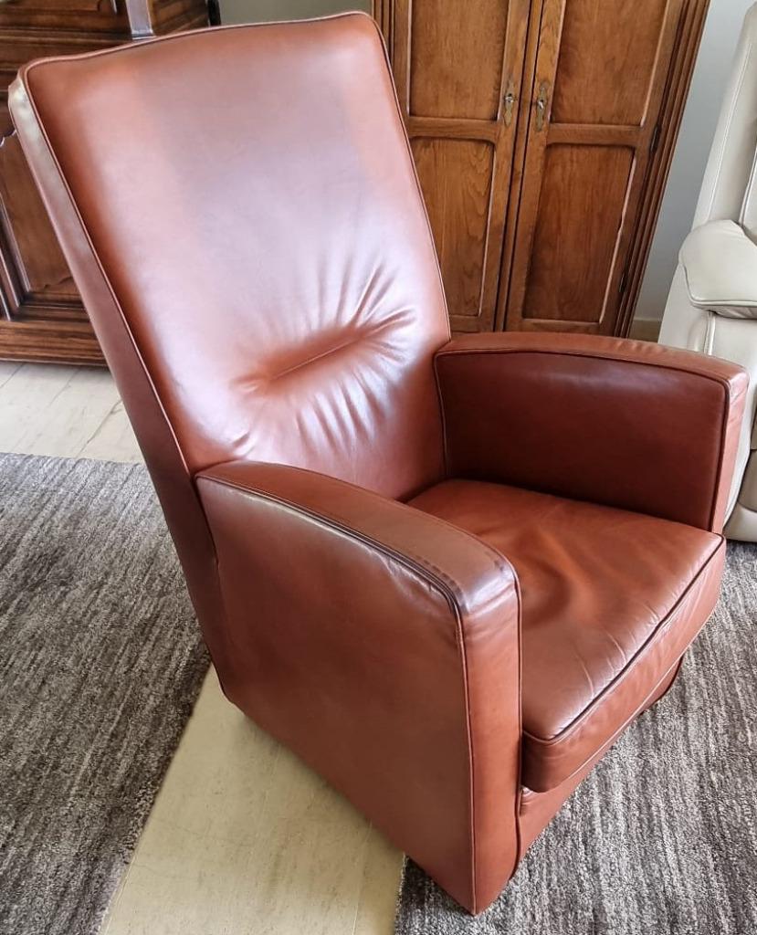 Mooie leren zetel in goede staat – comfortabel & stijlvol, 75 à 100 cm, Moins de 150 cm, Une personne, Enlèvement