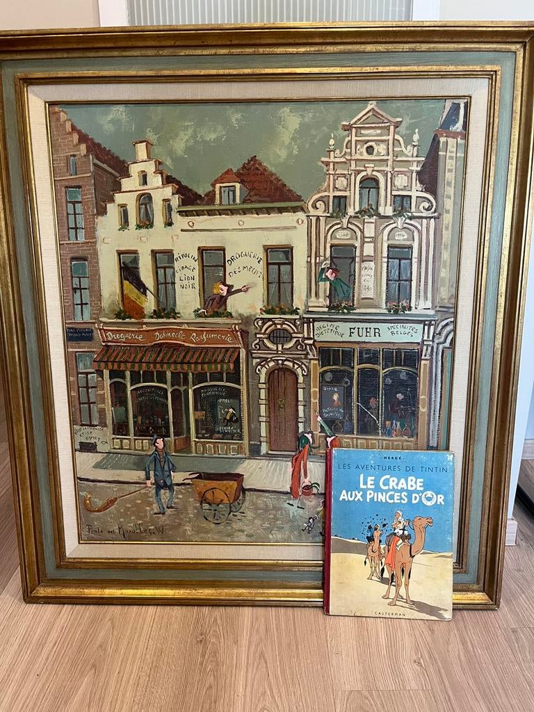 Groot schilderij "Prolo des Marolles" (100cm x 90cm), Ophalen of Verzenden, Zo goed als nieuw