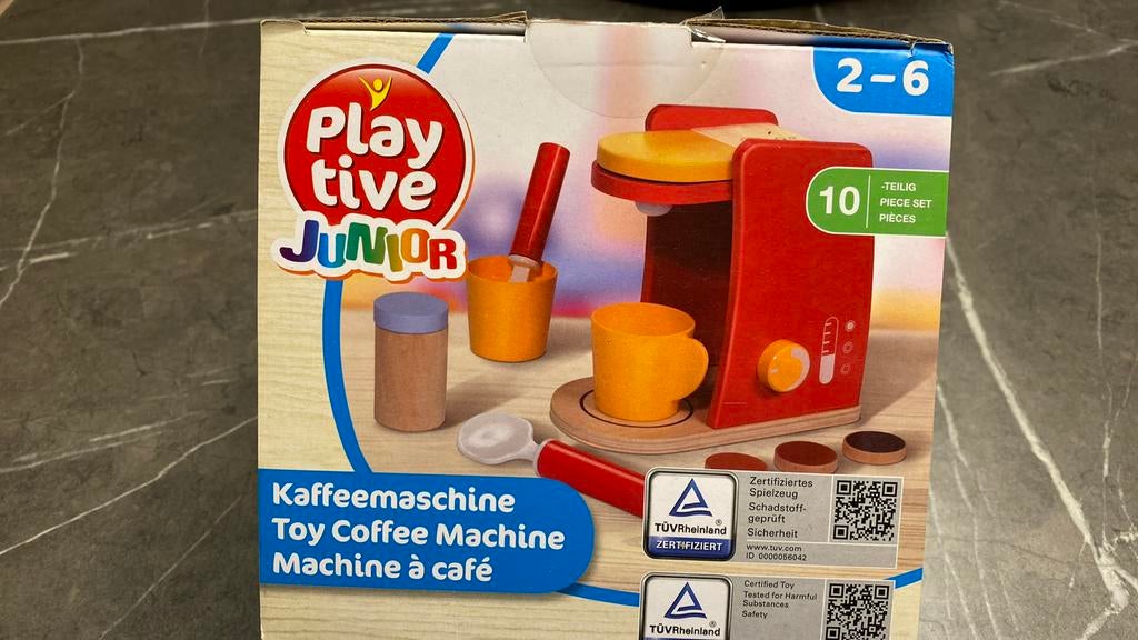 Koffiemachine kinderkeuken. Nieuw., Ophalen of Verzenden, Nieuw, Hout, Speelkeuken-accessoire