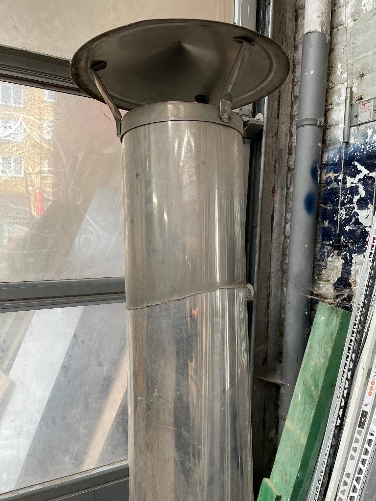 Conduit de cheminée inox avec chapeau (Ø25 cm  H183 cm), Huis en Inrichting, Haarden, Zo goed als nieuw, Overige soorten, Ophalen