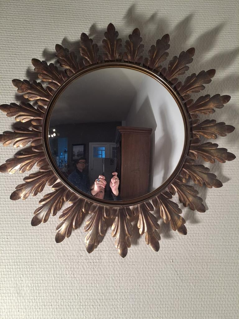 Vintage zonnespiegel, Huis en Inrichting, Woonaccessoires | Spiegels, Ophalen of Verzenden