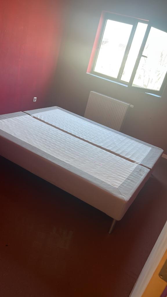 Boxspring 180/200 Espevar zonder hoofding of matras, Ophalen, Gebruikt, Beige, Tweepersoons