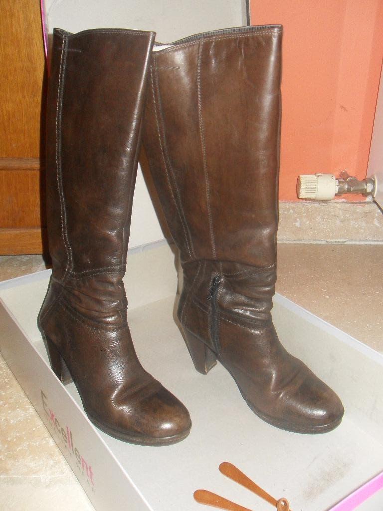 Dameslaarzen (3), Hoge laarzen, Bruin, Ophalen of Verzenden, Gedragen