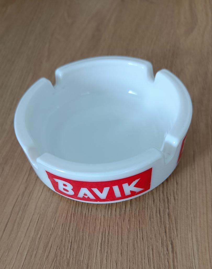 Bavik retro asbak, wit glas, Ophalen of Verzenden