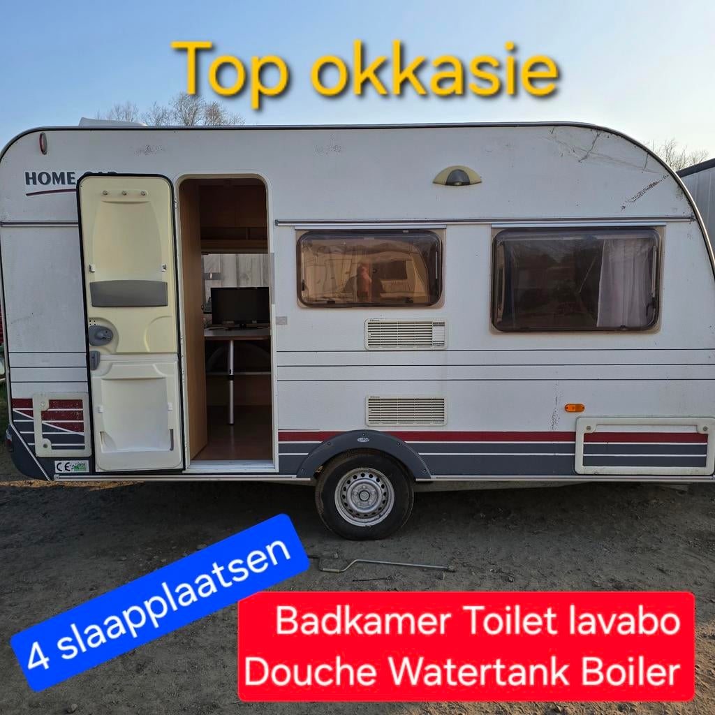 Caravan 4 Slaapplaatsen Badkamer wc douche camping werfkeet, Enlèvement