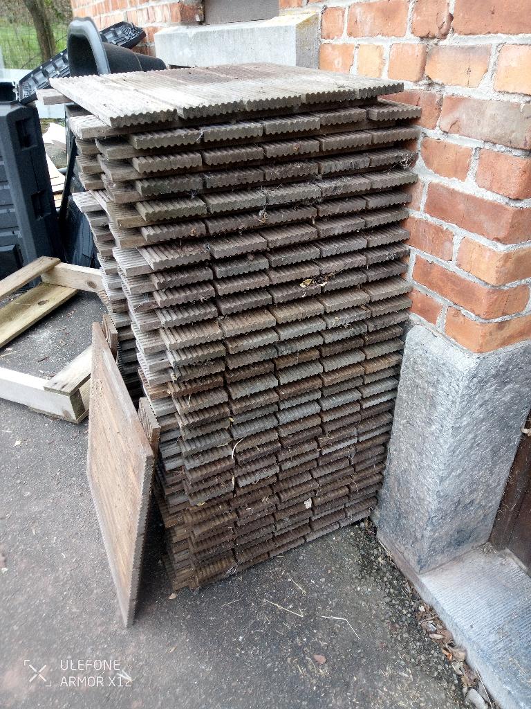 Dalles de terrasse Bangkirai Strié, Enlèvement, Utilisé, Bois, 5 à 10 m²