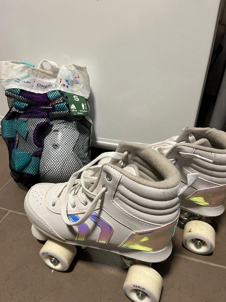 Rolschaatsen maat 37 en bescherming maat s, Sport en Fitness, Overige typen, Kinderen, Ophalen of Verzenden, Zo goed als nieuw
