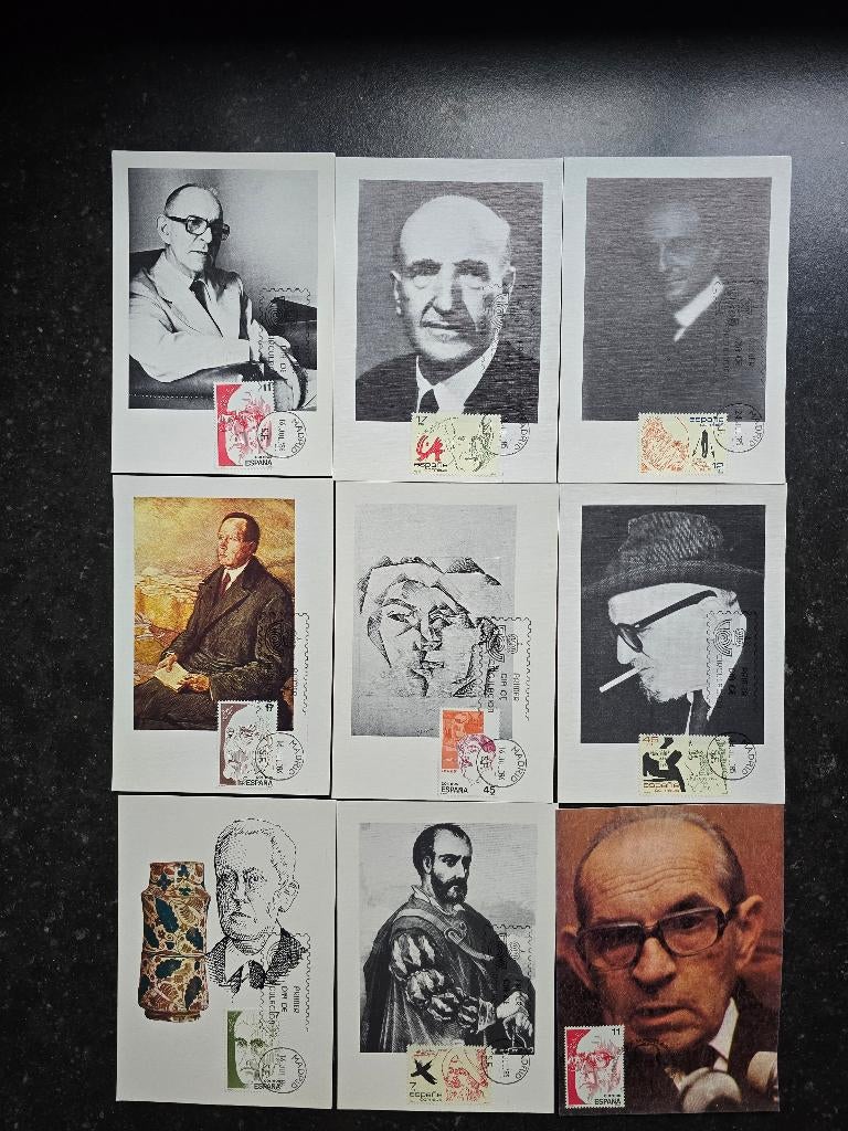 Spanje 13 maximumkaarten + 4 FDC, Postzegels en Munten, Ophalen of Verzenden, Gestempeld