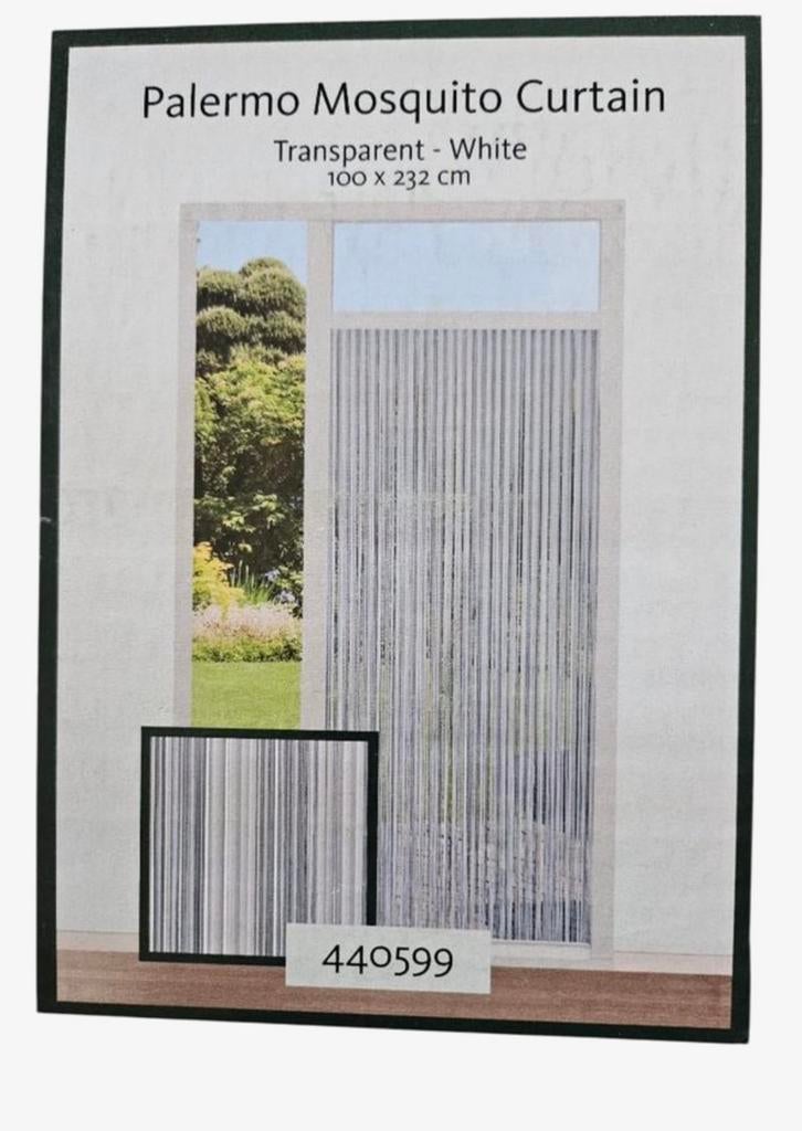 Sun-Arts Palermo deurgordijn 100x232 cm transparant en, Ophalen, 100 tot 150 cm, 200 cm of meer, Wit