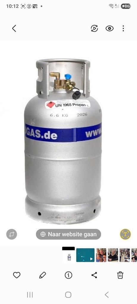 24 Hervulbare LPG -gasflessen 27 liter, Caravans en Kamperen, Kampeeraccessoires, Ophalen