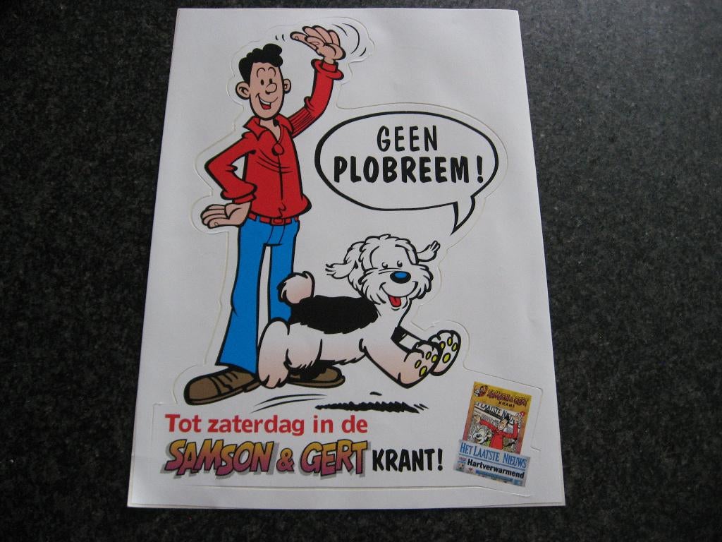 Grand autocollant vintage Samson & Gert 22,5 x 31,5 cm, Collections, Autocollants, Enlèvement, Neuf, Cinéma, Télévision ou Audiovisuel