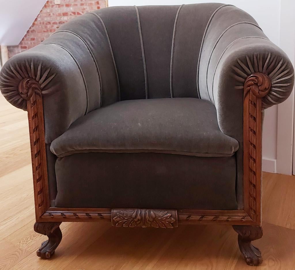 Fluwelen clubfauteuil - Art deco (1920-30), Ophalen