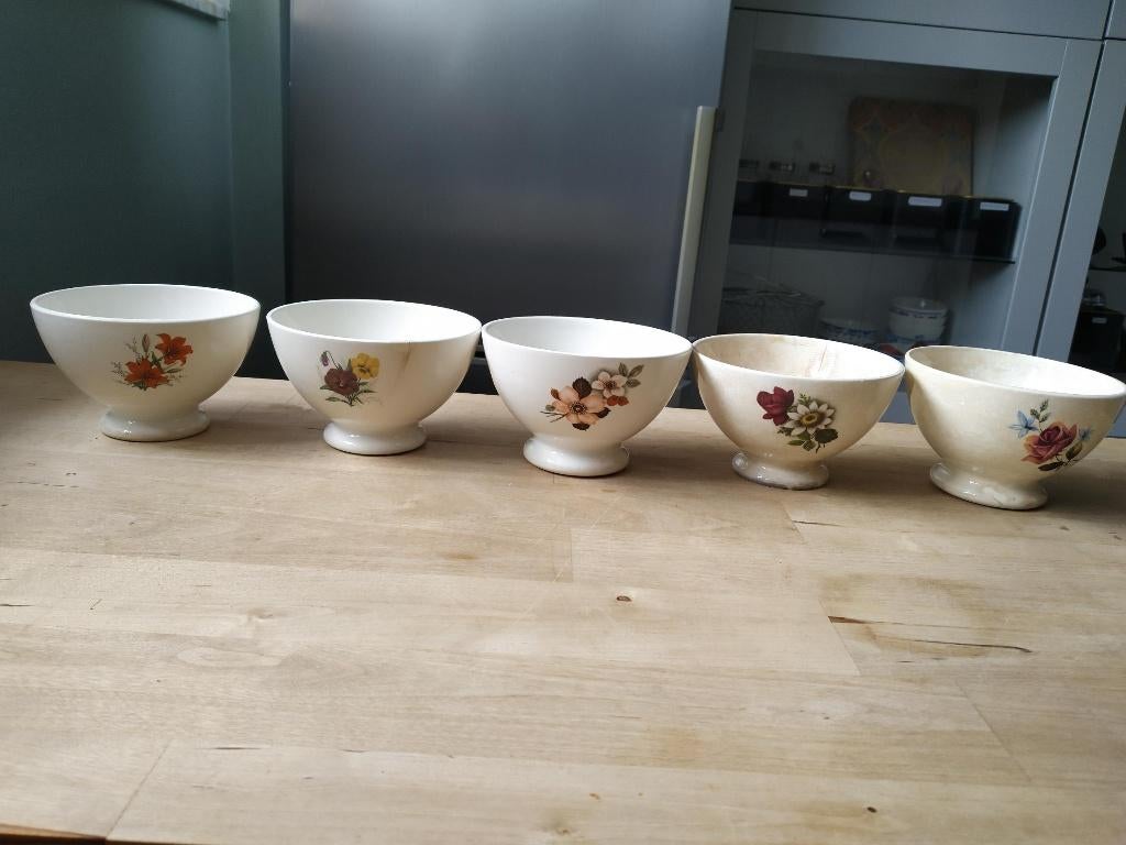 5 bols BOCH à motif floral, Antiquités & Art, Enlèvement ou Envoi