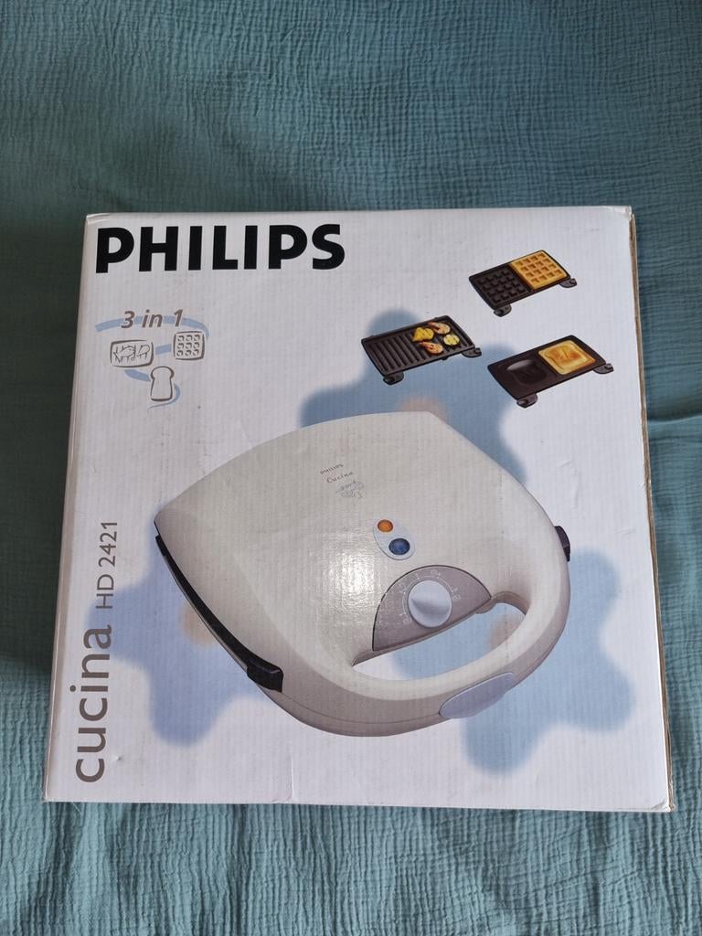 Philips 3-in-1 wafelijzer en tosti-tosti-ijzer op de grill, Ophalen of Verzenden, Uitneembare platen, Zo goed als nieuw