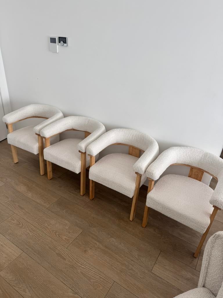 4-DELIG EETKAMER STOELEN - BOUCLE STOF, Huis en Inrichting, Ophalen of Verzenden