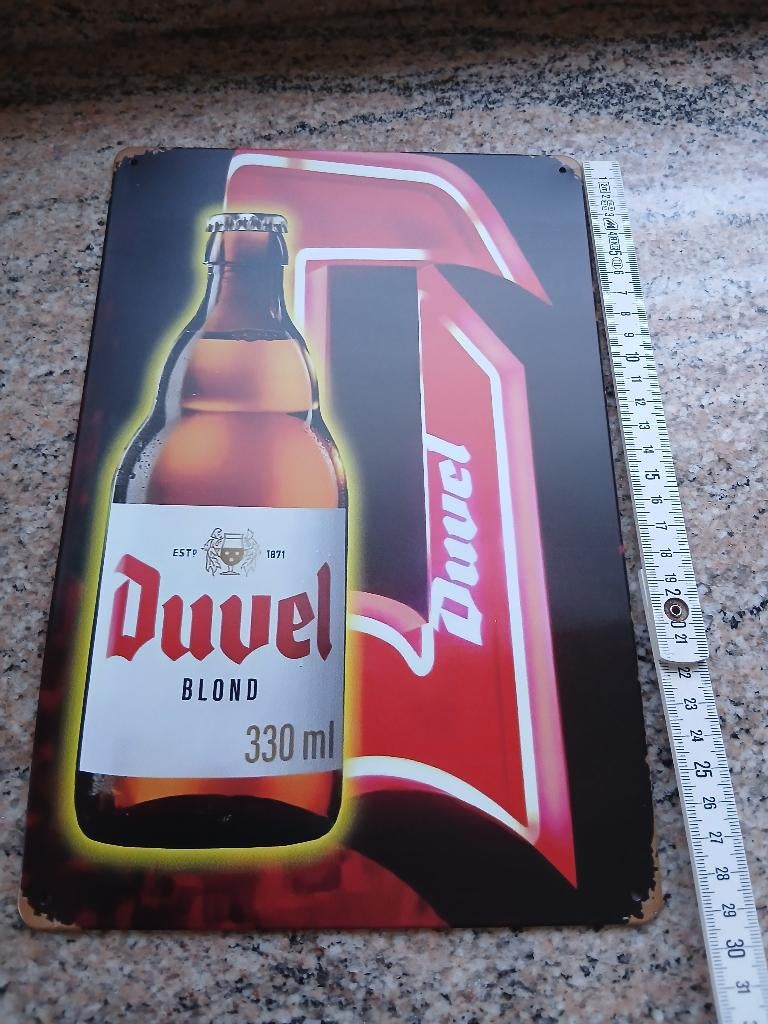 Duvel zonder reclameplaatje Geëmailleerde plaat, Verzamelen, Ophalen of Verzenden, Zo goed als nieuw, Reclamebord