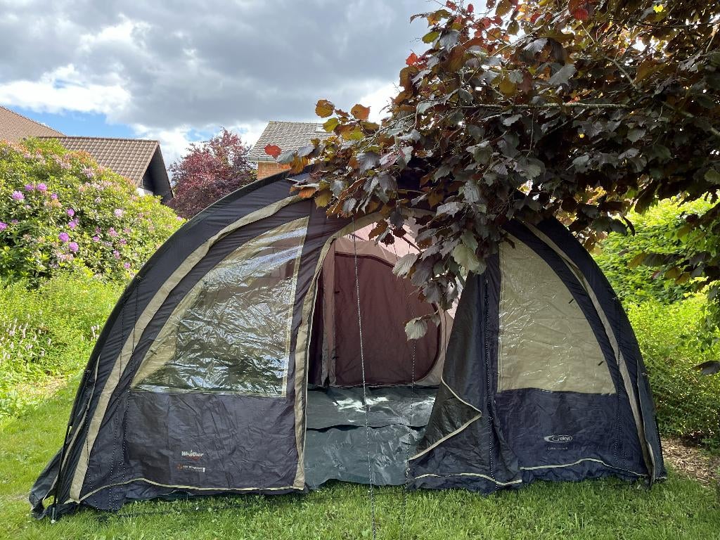 Tente familiale Gelert Lokon Vario6 avec auvent suppl., Enlèvement, Utilisé, Jusqu'à 6