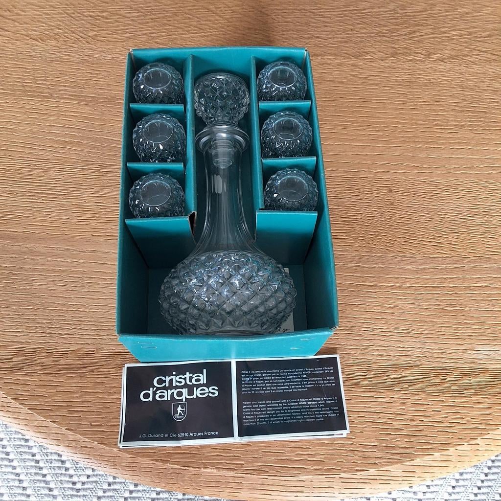 Karaf met borrelglaasjes Cristal d'Arques, Ophalen