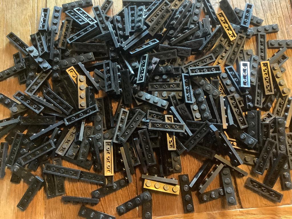 Lego plaatjes 1x4 zwart 166 stuks / 622-31, Ophalen of Verzenden, Zo goed als nieuw, Losse stenen, Lego