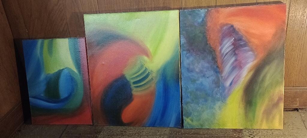 Schilderij in 3 delen, op doek, HUYS THIERRY, n433/n434/n435, Antiek en Kunst, Ophalen of Verzenden