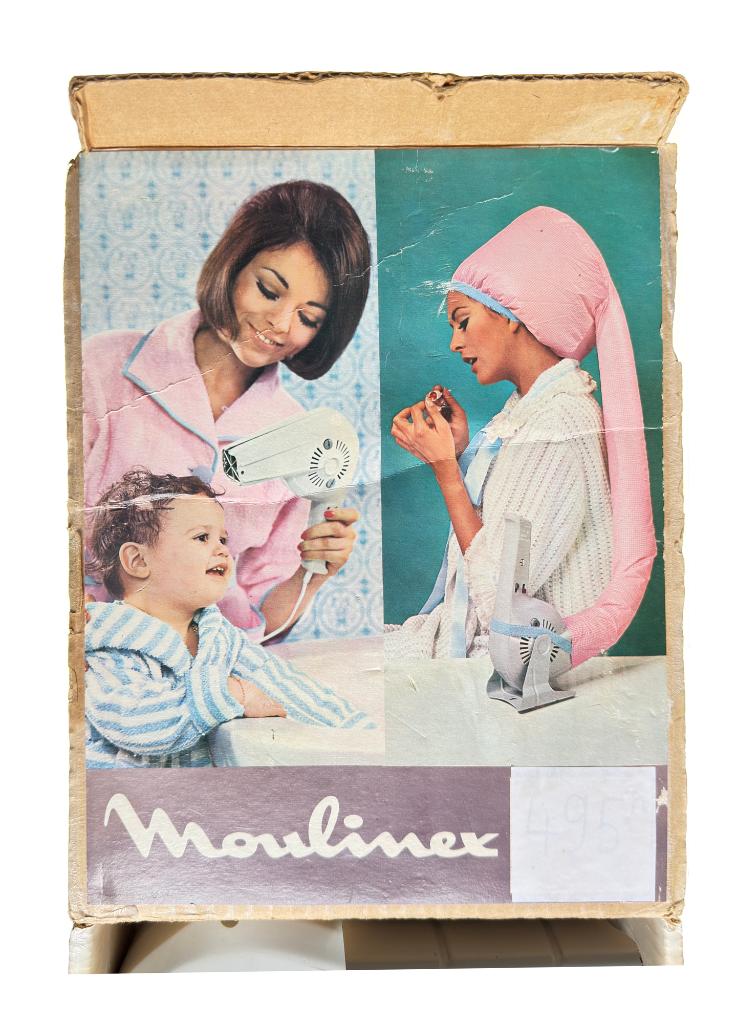 Vintage haardroger Moulinex met droogkap - jaren ’70, Elektronische apparatuur, Ophalen of Verzenden, Gebruikt