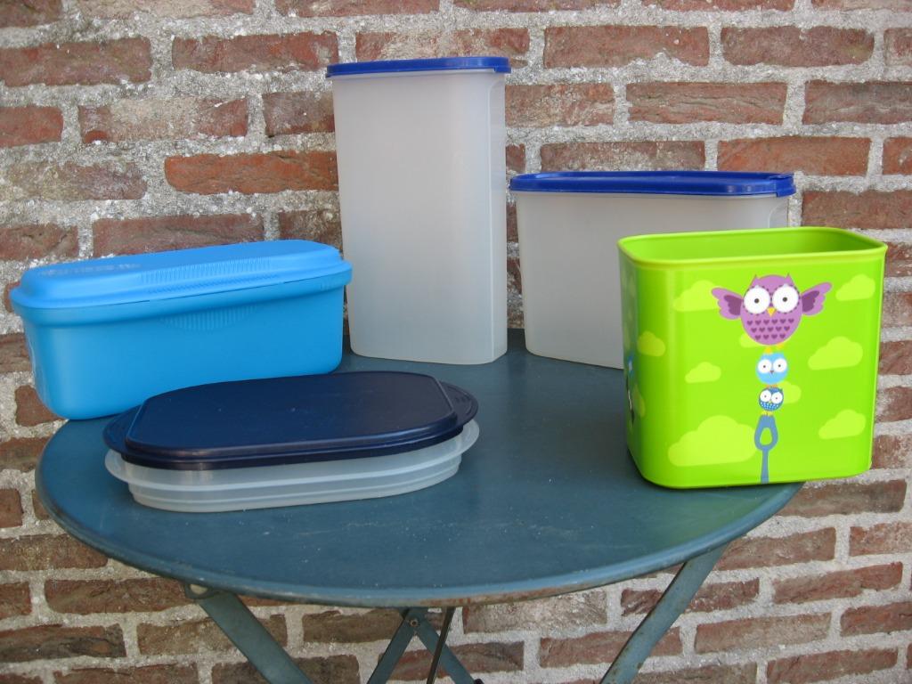 tupperware: pastakoker, ruimtespaarders, clickplus ..., Huis en Inrichting, Ophalen of Verzenden, Blauw