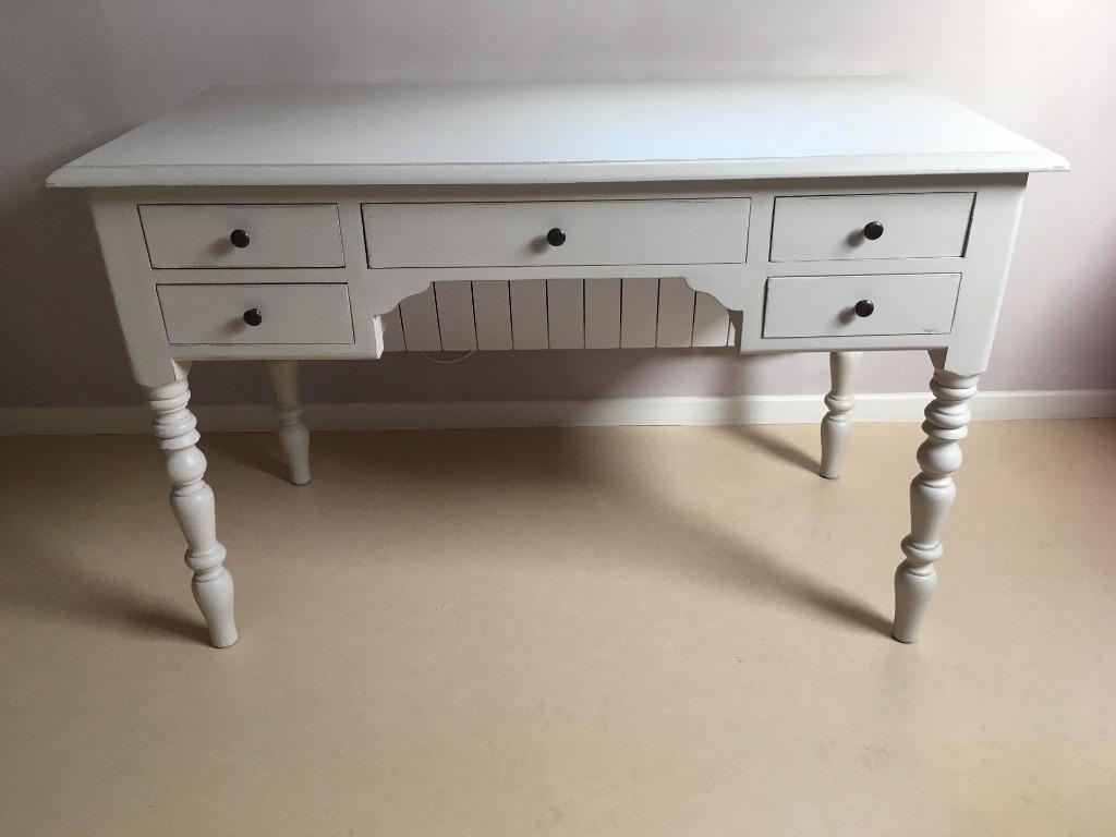 Bureau en bois massif blanc antiquaire, Maison & Meubles, Bureaux, Comme neuf, Enlèvement