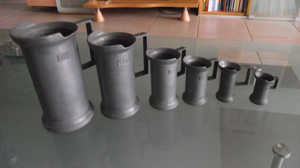 Antieke tinnen Peltrato maatbekers, Antiek en Kunst, Ophalen of Verzenden