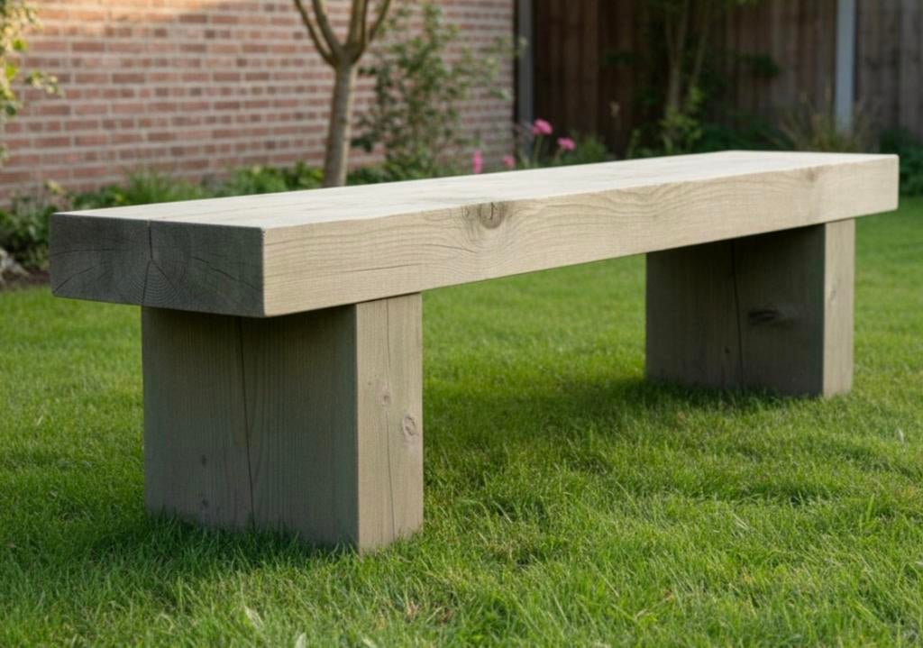 Banc de jardin design en bois massif (Artisanal)