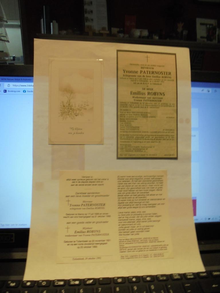 dp Yvonne Paternoster, Verzamelen, Bidprentjes en Rouwkaarten, Ophalen of Verzenden, Bidprentje