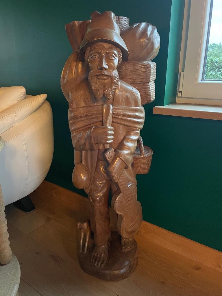Statue artisanale péruvienne en bois – porteur andin, Enlèvement