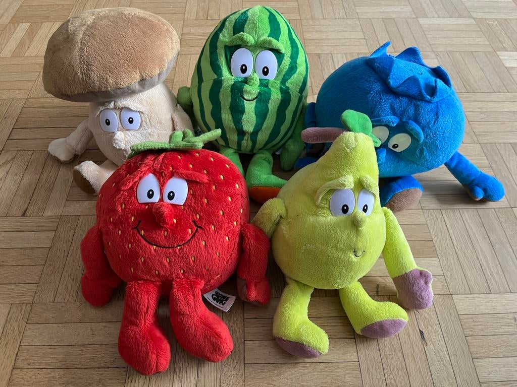 Set van 5 knuffeldieren groenten en fruit, Ophalen, Gebruikt