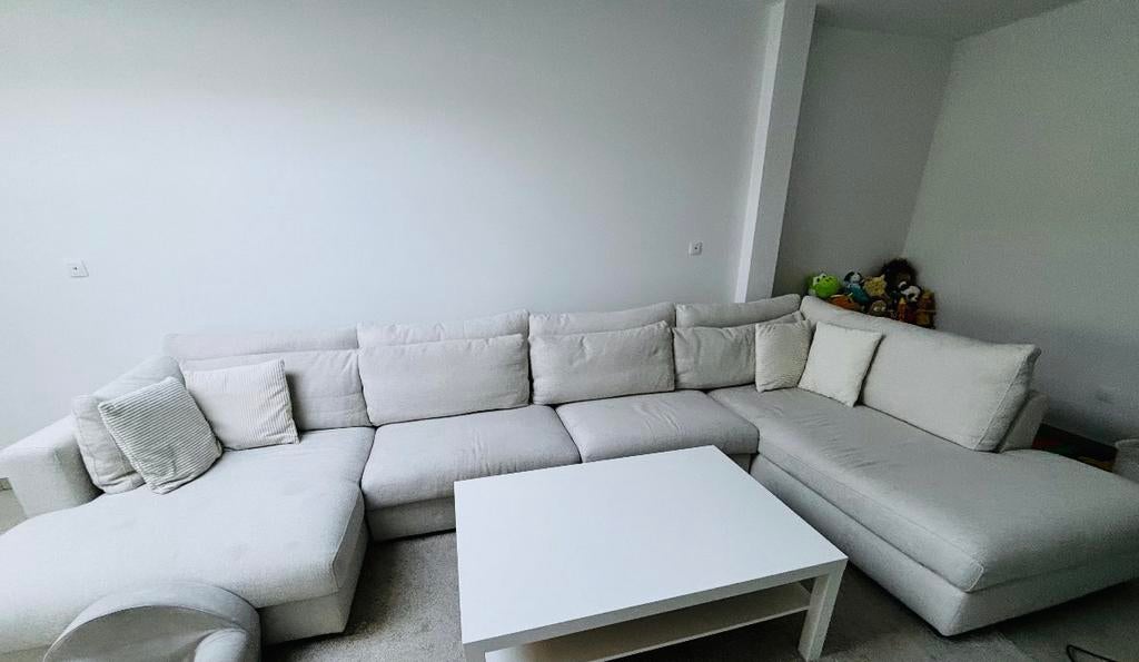 Beige zetel bank fauteuil U-vorm te koop Meubelen Jonckheere, Enlèvement, Comme neuf, Banque