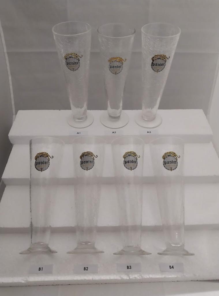 Collection de 7x verres à bière vintage Panter / Urtyp Baasr, Enlèvement ou Envoi, Utilisé, Verre ou Verres, Autres marques